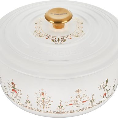 Le Creuset Noël Collection Enameled Cast Iron 12 Days of Christmas Round Dutch Oven, 3.5 qt., White