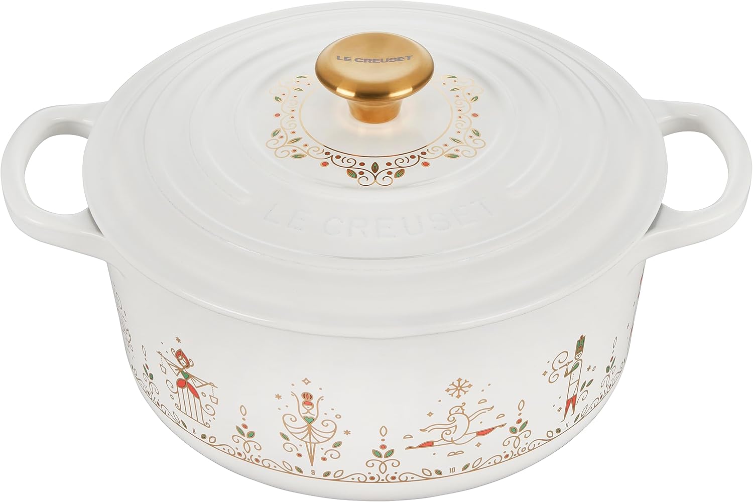 Le Creuset Noël Collection Enameled Cast Iron 12 Days of Christmas Round Dutch Oven, 3.5 qt., White