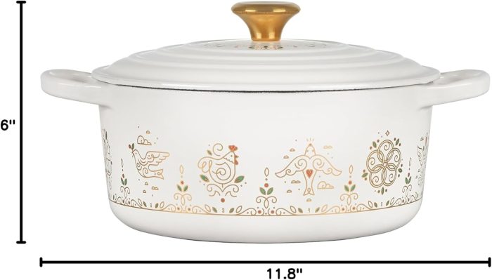 Le Creuset Noël Collection Enameled Cast Iron 12 Days of Christmas Round Dutch Oven, 3.5 qt., White - Image 6