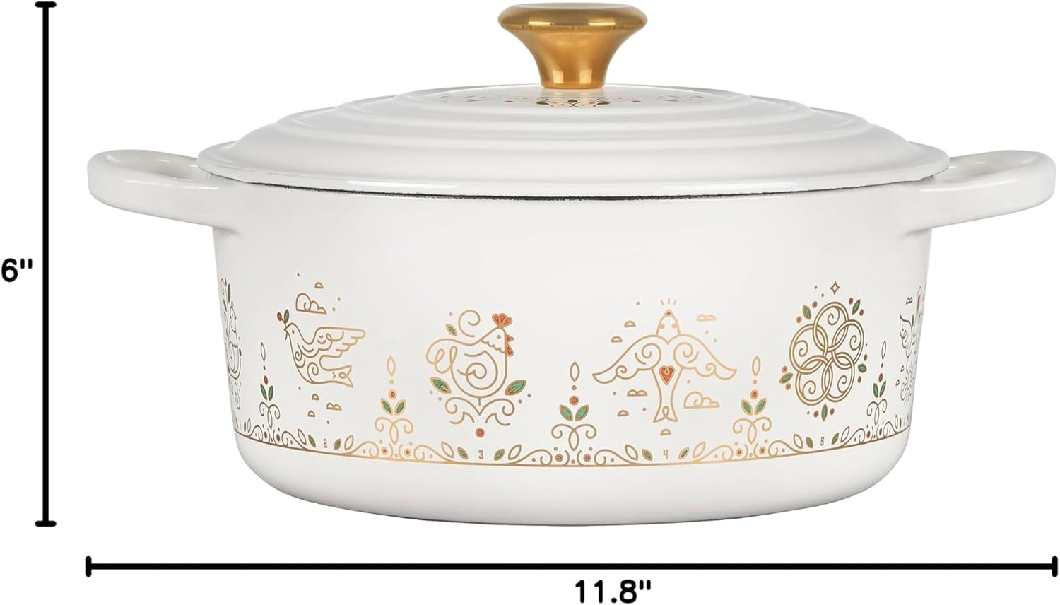 Le Creuset Noël Collection Enameled Cast Iron 12 Days of Christmas Round Dutch Oven, 3.5 qt., White - Image 6